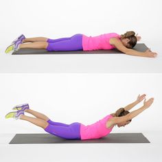 a woman is doing an exercise on a mat