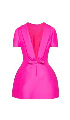 HOT PINK CREPE STRUCTURED MINI DRESS Short Dress With Bow, Couture Short Dress, Structured Mini Dress, Mini Dress Hot, Mini Dress Fashion, Black Tweed, Plus Size Kleidung, Plus Dresses, Pink Silk