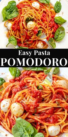 easy pasta with tomato sauce and mozzarella is the perfect meal to make for lunch