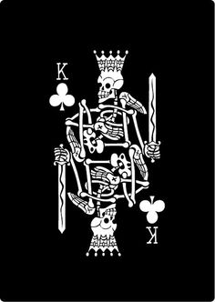 a black and white playing card with the letter k on it