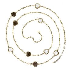 X & O 18KT Matte GEP Linear Necklace with Rock Crystal and Smoky Quartz Size: one size.  Color: Metal Type.  Gender: female.  Age Group: adult. Rock Crystal, Smoky Quartz, Types Of Metal, Gold Necklace, Fine Jewelry, Crystals, Grey, Gold, Color