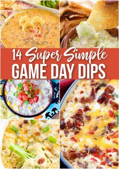 A collage of delicious game day dips including queso, creamy sausage dip, and cheesy bacon dip, perfect for tailgating and football season appetizers. Game Day Dips, Pizza Appetizer, Cheesy Bacon Dip, Simple Appetizers, Appetizers Easy Dips, Buffalo Chicken Dip Easy, Delicious Dips Recipes, Game Day Appetizers, Easy Dips