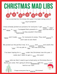 a christmas mad libs poem