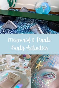 mermaid face painting Mermaid Party Entertainment, Activities For Mermaid Birthday Party, Mermaid Party Activity Ideas, Mermaid Birthday Party Treasure Hunt, Mermaid Pirate Party Games, Diy Mermaid Birthday Party Games, Mermaid Obstacle Course, Mermaid And Pirate Birthday Party Ideas, Under The Sea Treasure Hunt