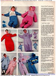 children's pajamas and onesuits are featured in an article from the sears catalog