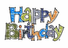 the words happy birthday written in graffiti style on a white background with orange, blue, and green letters