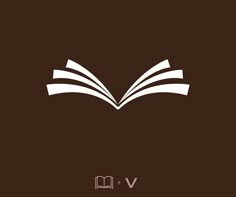 an open book icon on a dark background with the word v in white and pink