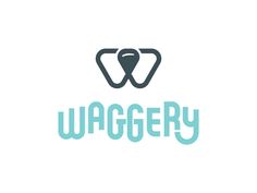 the waggery logo is shown in blue and grey on a white background,