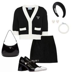 Chic School Outfits Classy, Prada Inspired Outfit, Prada Aesthetic Outfit, Prada Outfits Women, Prada Outfits, Chanel Clothes, Mode Chanel, Classy Work Outfits