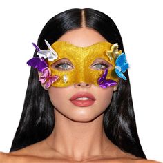 PRICES MAY VARY. Gold half masks is made of high quality plastic, butterfly and rhinestone accessories with exquisite workmanship and is not easy to break. Butterfly venetian mask suitable for most women, with elastic band design.Size: 38cm-50cm, free size. Masquerade mask is delicate and ornate. When you put on a mask, you'll be the most glamorous person at the party. Sparkly eye mask are very suitable for various occasions.Such as carnivals, masquerade,cosplay,catwalk,party ball,Home decoratio Luxury Masks And Prosthetics For Mardi Gras, Multicolor Masquerade Mask For Halloween Party, Multicolor Costume Accessories For Party And Carnival, Multicolor Masks For Halloween Party, Multicolor Party Masks For Halloween, Multicolor Halloween Party Masks, Multicolor Masks For Carnival Party, Multicolor Carnival Party Masks, Multicolor Masks For Mardi Gras Party