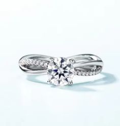 an engagement ring with a diamond in the center