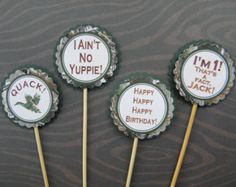 four lollipops with the words i am not yuppie on them