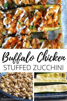 buffalo chicken stuffed zucchini is an easy and delicious dinner recipe that's ready in under 30 minutes