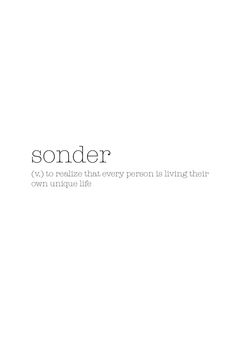 the words sonder are written in black and white