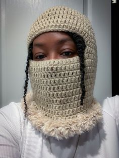 Inspired by trendy balaclavas that are a bit spicier than ski masks of old, this can be worn to protect your face from the cold or rolled up into a fly, fur brimmed hat.  Made of 100% quality acrylic yarn. Faux fur is polyester and super soft.  Made to order.  Pictured is taupe & gold frost.  Multiple colors available. Open to different color combinations. Message me with any inquiries. Warm Winter Balaclava For Streetwear, Winter Streetwear Balaclava Mask, Winter Streetwear Balaclava, Warm Balaclava Mask For Winter, Warm Balaclava For Winter, Warm Balaclava Mask For Cold Weather, Full Face Cold Weather Hat, One Size Fits Most, One Size Full Face Hat For Cold Weather, Warm Full Face Balaclava For Winter