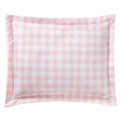 a pink and white checkered pillow case