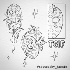 a drawing of two roses and the letter tgif