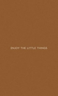 the words enjoy the little things are written in white on an orange brown paper background