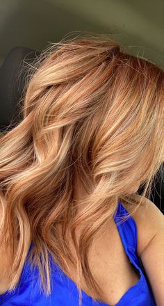 Blond Brown Red Hair, Blondes Going Red, Natural Red And Blonde Hair, Blond And Auburn Hair, Redheads With Blonde Highlights, Blonde Highlights With Red Hair, Fall Red Blonde Hair Color, Highlights On Red Hair Natural, Cooper And Blonde Hair Color Balayage