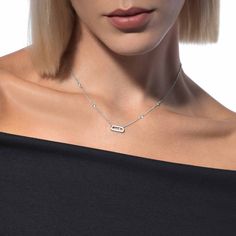 Move Uno Diamond Necklace in White Gold | Messika 10053-WG Necklaces White Gold, Messika Jewelry, Long Diamond Necklace, Necklaces White, Gold Diamond Necklace, Necklace Sizes, High Jewelry, White Gold Diamonds, Earring Gifts