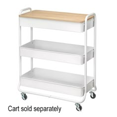 three tiered serving cart with wood top and wheels, white finish by urban surfaces