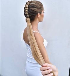 This is an untraditional hairdo for a bride, but the thick-braided ponytail adds an extra oomph to her look. Western Hairstyles, Different Hair Cut, Hair Braiding Tool, Ballroom Hair, Hairstyles 2024, Stop Staring, Festival Hair, Party Hairstyles, Wedding Hair And Makeup