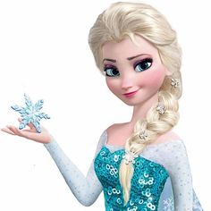 a frozen princess holding a snowflake in her hand