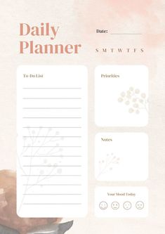 the daily planner is shown with flowers on it