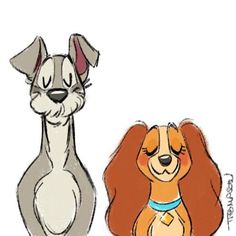 two cartoon dogs sitting next to each other