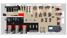 an overhead view of a gym with equipment