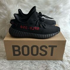 Nib 2017 Yeezy Boost 350 V2 'Bred' Authentic Men’s Size 8 Women’s Size 9.5 Generally Speaking The Yeezy Boost 350 Runs A Half Size Small. They Do Not Fit True To Size So Make Sure You Go At Least A Half Size Up From Your Usual Adidas Size To Get The Best Fit Cp9652 Tried On Wore Once Yeezy Boost Women, Black Yeezy Boost, Expensive Christmas, Dream Shoe, Mens Yeezy, Iphone Photo, Iphone Photo App, Yeezy Boost 350 V2, Yeezy 350