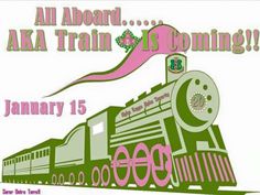 a poster with an image of a train on the front and words all aboard, aka train is coming