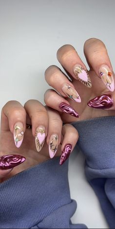 Kacey Musgraves Nails, Boujie Nail Designs, Mexican Art Nails, Tea Party Nails, Chappell Roan Nails, Spanish Tile Nails, Almond Acrylic Nails, Minimalist Nails, Chic Nails