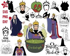 the evil queen and king stickers are all different sizes, shapes, and colors