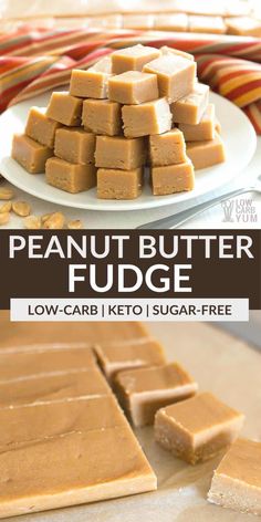 peanut butter fudge on a plate with the title above it