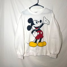 Disney Womens Mickey Mouse White Pull Over Sweatshirt Nwt Size M New With Tags Super Soft Smoke Free Home Graphic Mickey Mouse Mickey Mouse Crewneck, Cute Mickey Mouse Cotton Sweatshirt, White Disney Cotton Sweatshirt, Cute White Mickey Mouse Sweatshirt, Casual Mickey Mouse Crew Neck Sweatshirt, Sporty Mickey Mouse Crew Neck Top, Casual Crew Neck Mickey Mouse Sweatshirt, White Mickey Mouse Crew Neck T-shirt, White Cotton Mickey Mouse Sweatshirt