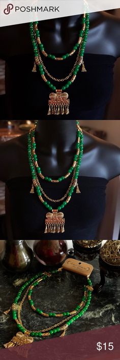 New with tag handmade necklace New with tag handmade necklace Jewelry Necklaces Poosalu Necklace, Pagadam Jewellery Necklace, Nizami Necklace, Hydrabadi Necklace, Handmade Necklace, Green Gold, Necklace Jewelry, Green And Gold, Handmade Necklaces