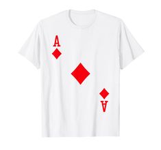 three playing cards with red diamonds on white t - shirt