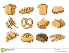 bread icon set on white background with clipping for use in web and mobile applications