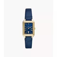 This 23mm Raquel features a blue satin dial, three-hand date movement and navy croco LiteHide™ leather strap. Fossil leather products support responsible manufacturing via the Leather Working Group. Fossil Watches Women, Minimalist Watch, Blue Watches, Fossil Watch, Fossil Watches, Three Hands, Rose Gold Watches, Leather Products, Classic Watches