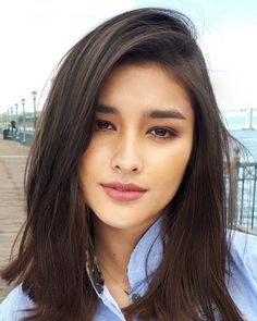 Liza Soberano With Bangs, Straight Eyebrows, Makeup Tip, Glow Skin, Brunette Girl, Asian Hair, Dark Hair