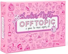 the ladies'night off topic game is pink and has lots of doodles on it