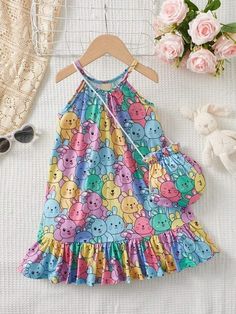 Playful Multicolor Sleeveless Dress For Spring, Playful Multicolor Sleeveless Summer Dress, Cute Sleeveless Beach Dress, Multicolor Sleeveless Ruffled Dress For Vacation, Playful Sleeveless Dress For Spring Vacation, Cute Pink Sleeveless Dress For Vacation, Casual Ruffled Dresses For School, Cute Multicolor Sleeveless Dress For Vacation, Playful Multicolor Sleeveless Sundress