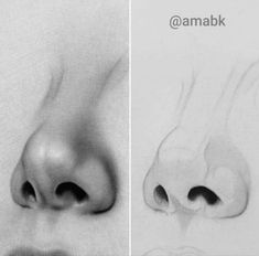 two different pictures of the same person's nose and nose, one is black and white