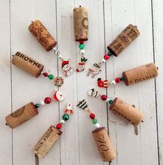 several wine corks are arranged in the shape of a star