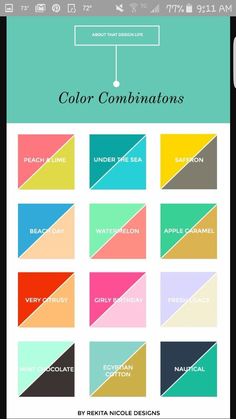 the color combinations for different colors are shown in this graphic style, and there is also an