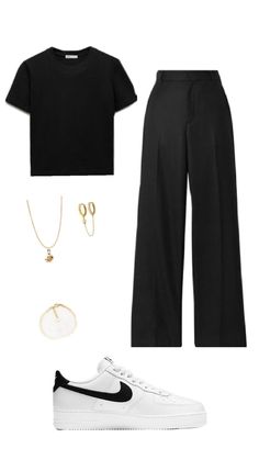 Campus Outfit, Black And White Outfit, Color Combos Outfit, Downtown Outfits, Fashion Top Outfits, Casual Outfit Inspiration, Casual Preppy Outfits, Effortlessly Chic Outfits, Casual Day Outfits