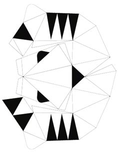 an abstract black and white drawing of a face with sharp lines in the shape of triangles