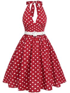 1950s Polka Dot Dress, 1950s Formal Dress, Plus Size Red Dress, 70s Inspired Outfits, Retro Stage, Sunday Clothes, Strapless Denim Dress, 1950s Fashion Dresses, Vestidos Retro