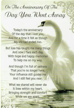 an anniversary poem with a swan on the water